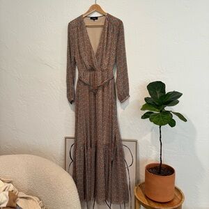 Maxi Dress in Orange and Blue Floral Print